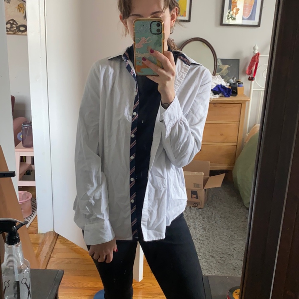 Preppy white button down